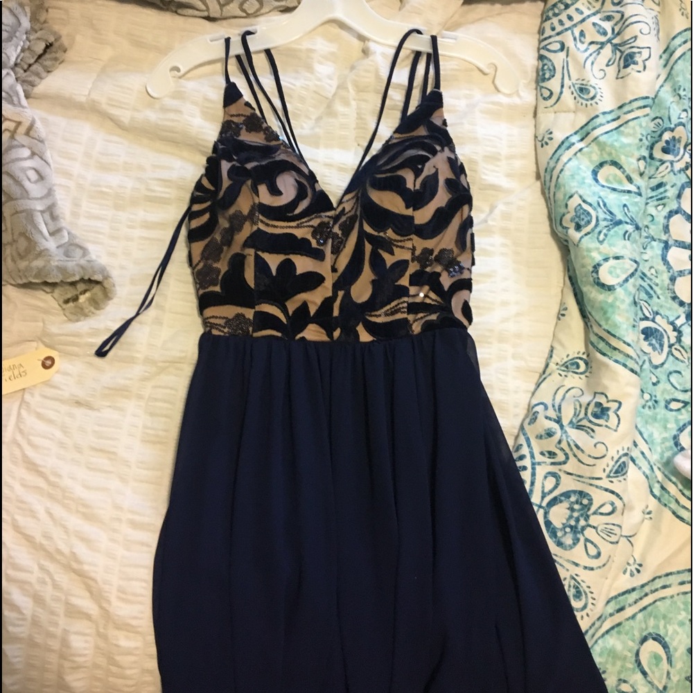 prom dress navy blue and beige/nude